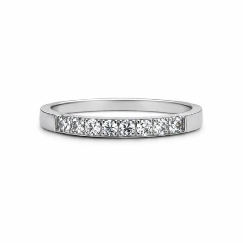 S925 Silver Crystal Half Eternity Band